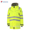 Warme schwarze Sicherheitsjacke Winter, wasserdichter Hi Vis Reflektiver Parka